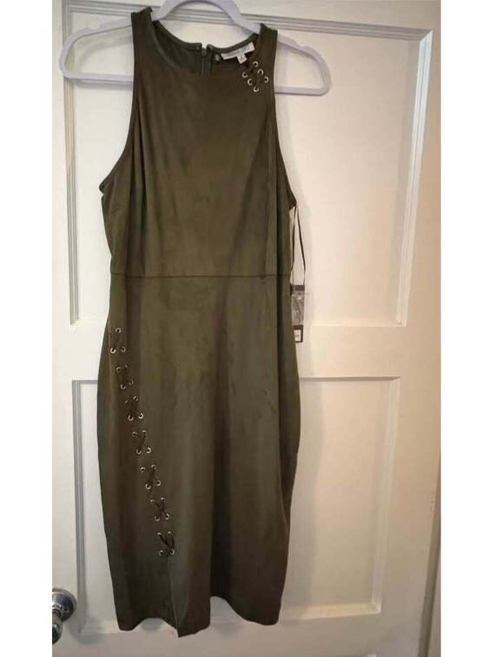 jennifer lopez green dress lace up grommets nwt